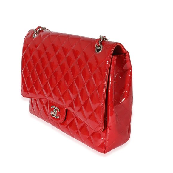 Chanel Red Patent Maxi Single Flap Bag - Picture 3 of 8